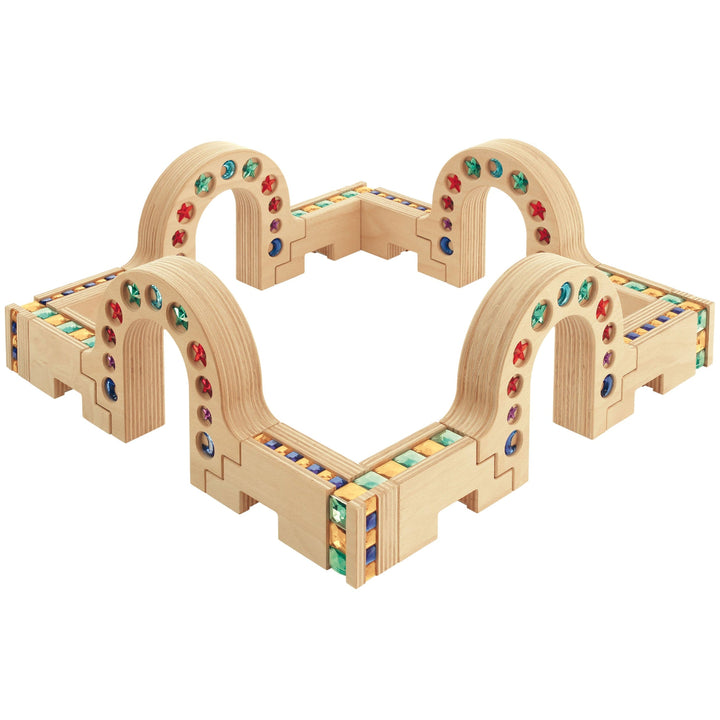 Regenbogenland Emerald Angles - Premium Interlocking Wooden Construction Set - Australia