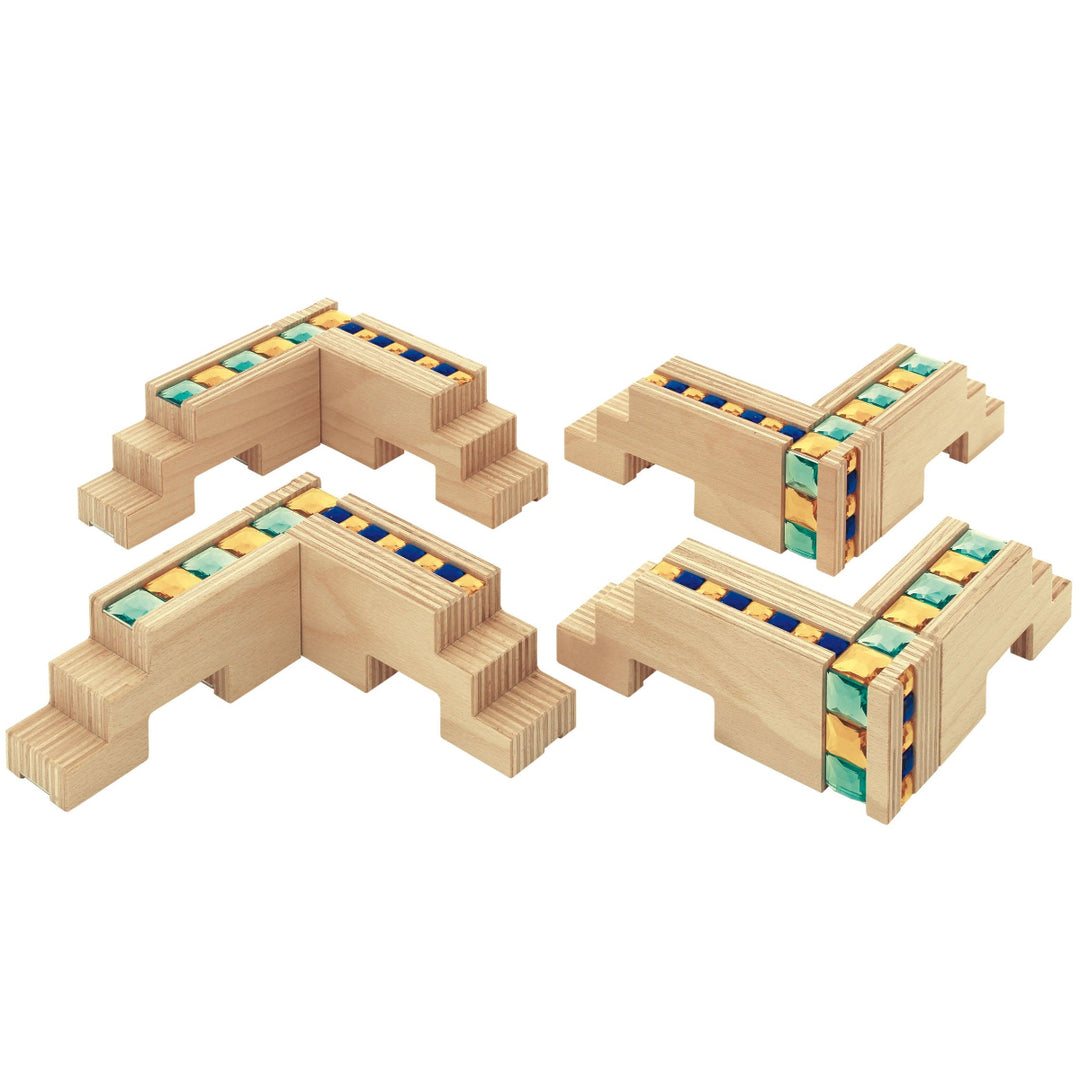 Regenbogenland Emerald Angles - Premium Interlocking Wooden Construction Set - Australia