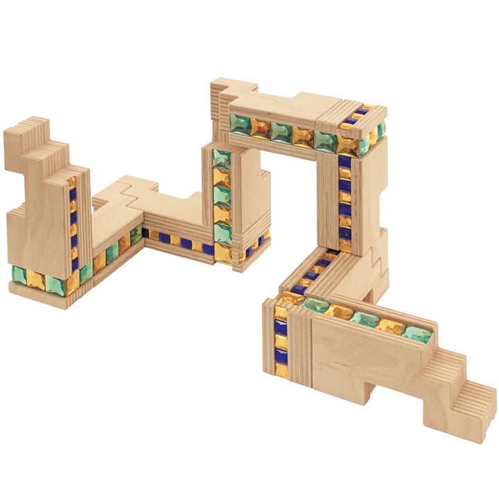 Regenbogenland Emerald Angles - Premium Interlocking Wooden Construction Set - Australia