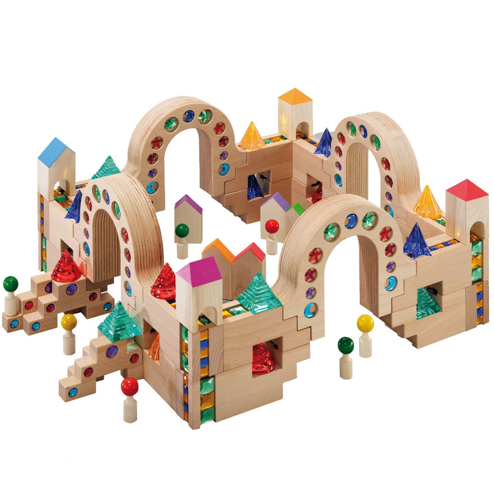 Regenbogenland Emerald Angles - Premium Interlocking Wooden Construction Set - Australia