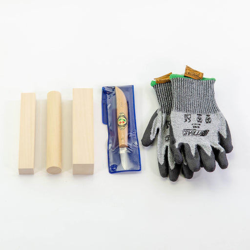 Whittling Peeler & Children's Cut Resistant Gloves Combo