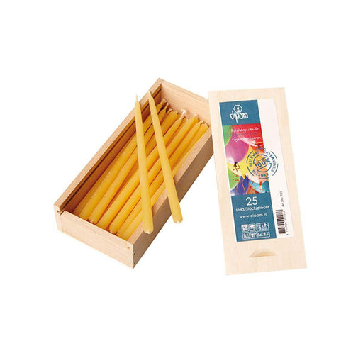 95102106 Dipam Beeswax Birthday Cake Candles Wooden Box of 25