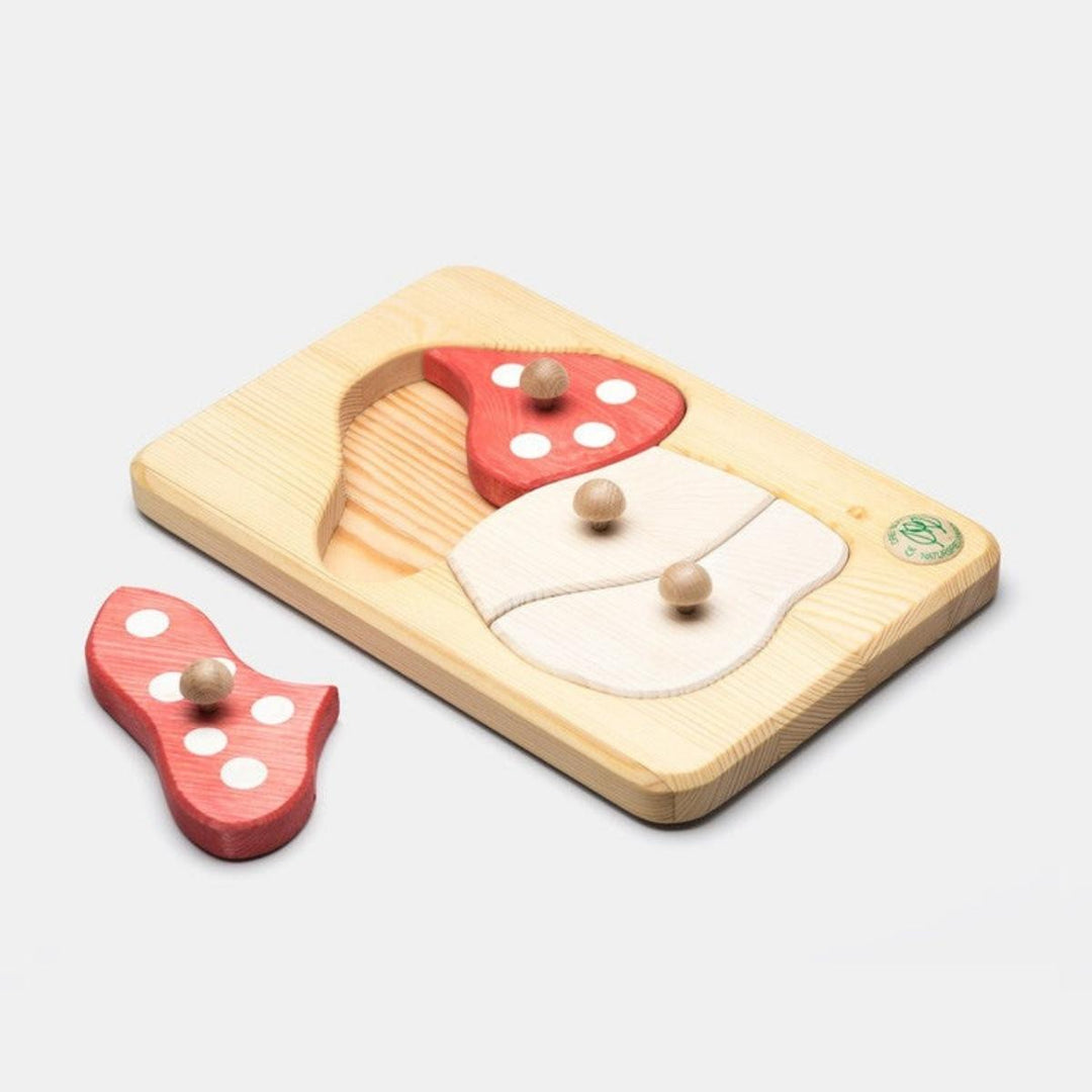 74001203 Drei Blatter Wooden Peg Puzzle - Mushroom
