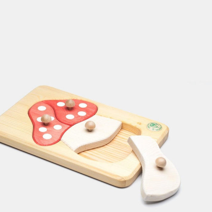 74001203 Drei Blatter Wooden Peg Puzzle - Mushroom