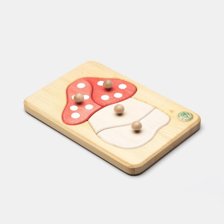 74001203 Drei Blatter Wooden Peg Puzzle - Mushroom