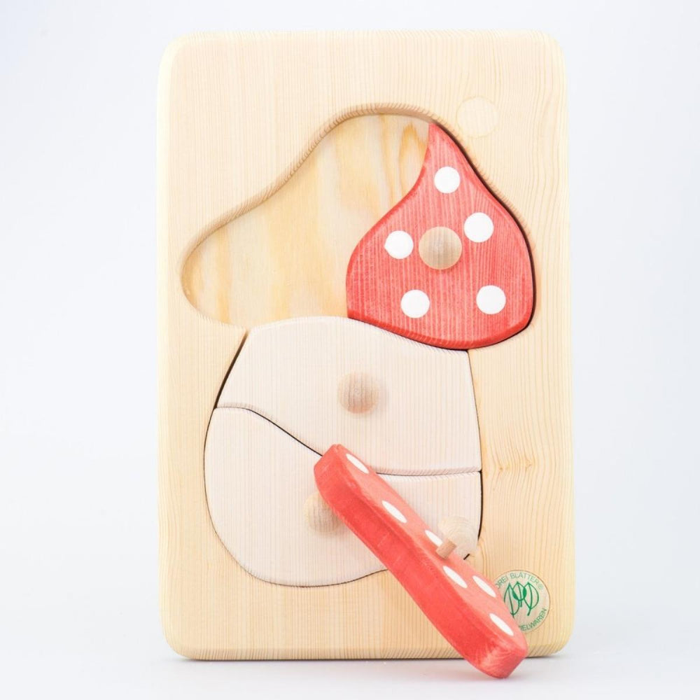 74001203 Drei Blatter Wooden Peg Puzzle - Mushroom