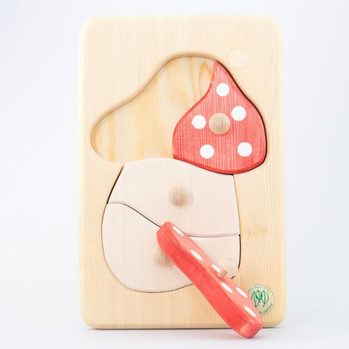 74001203 Drei Blatter Wooden Peg Puzzle - Mushroom