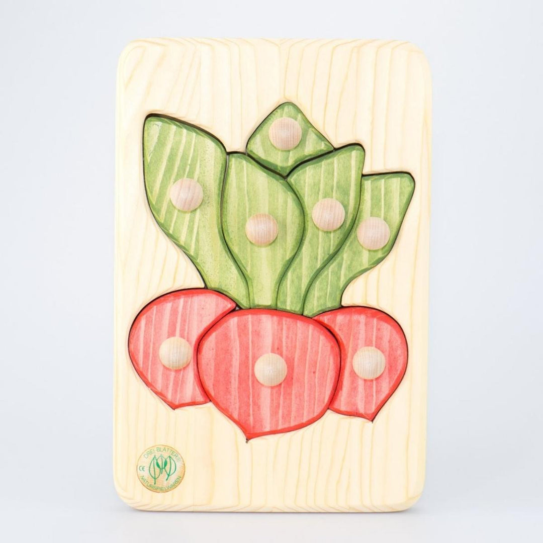 74001207 Drei Blatter Wooden Peg Puzzle - Raddish