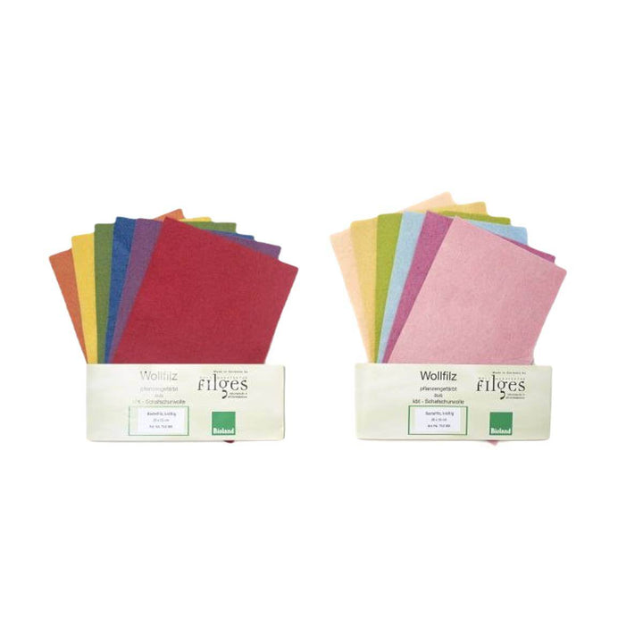35326200 Filges Organic Plant Dyed Wool Felt 20x15cm 6 Sheets - Basic Assortment with Pastel Assortment