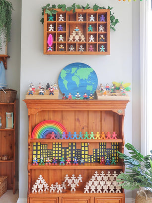 Flockmen Wooden Toys with Grimm's Rainbow