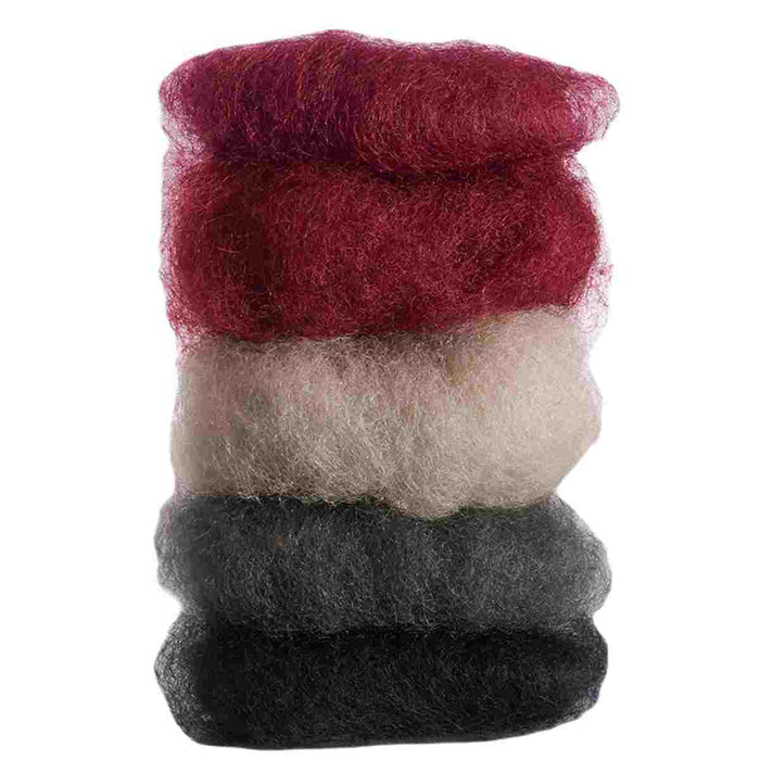 70446036 Gluckskafer Plant Dyed Wool Fleece Mixed Black/Red Tones 50g