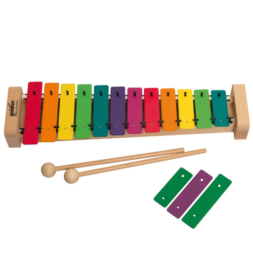 GD-11038 Goldon Metallophon Sopran 12 coloured Soundplates with Boomwhackers Colours