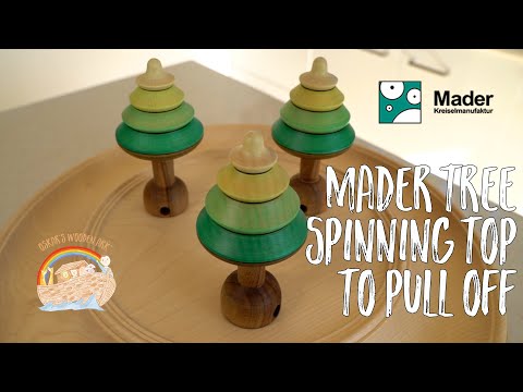 Wooden Spinning Top with Starter - String-Spun - Tree