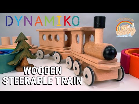 Wooden Steerable Push Along Train with Peg Doll