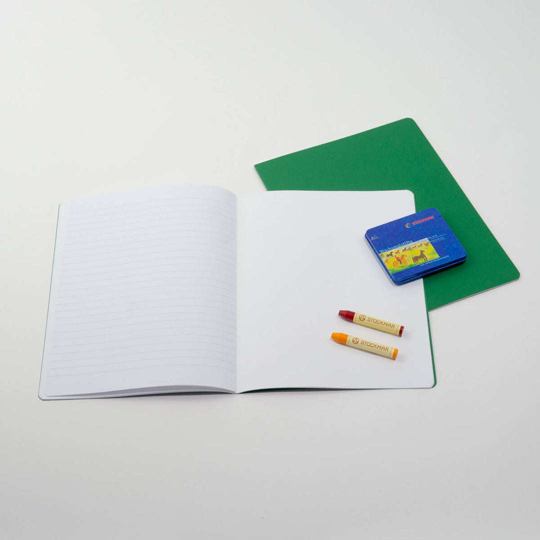 Junior Green Lesson Book 24x32cm Alternate Blank + Lined pgs - Single Book 15110303S