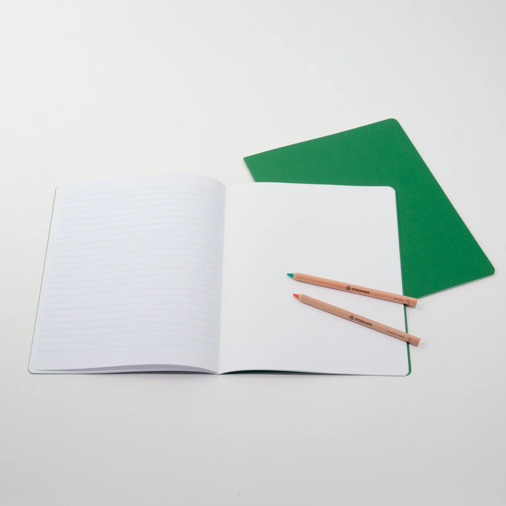 15110303 Junior Green Lesson Book 24x32cm Alternate Blank + Lined pgs - Pack of 10