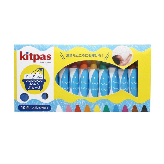 KT-FB-10C Kitpas Bath Crayons 10 Colours with Sponge