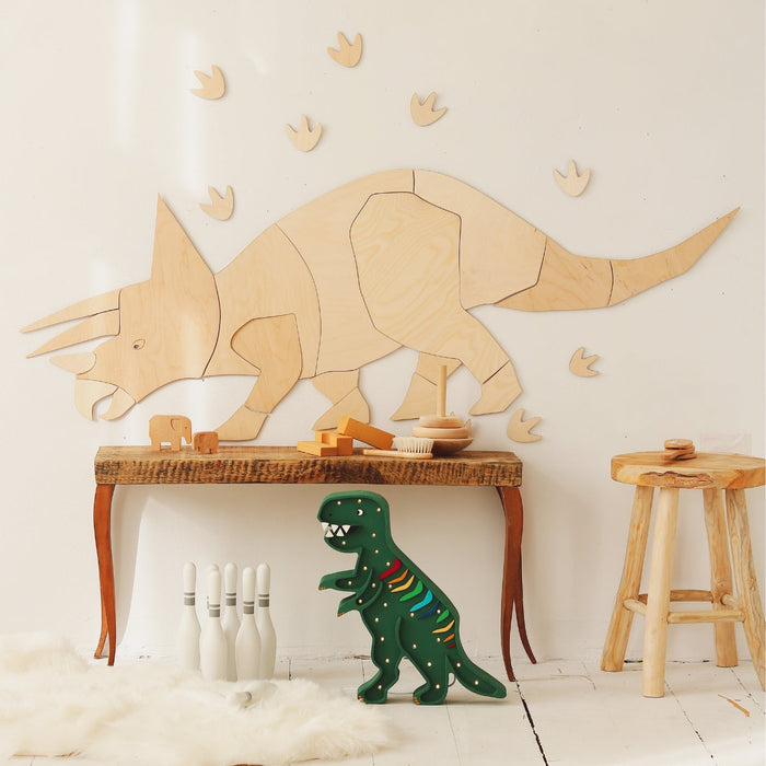 LL057-375 Little Lights Dino T-Rex Lamp - Rainbow Green