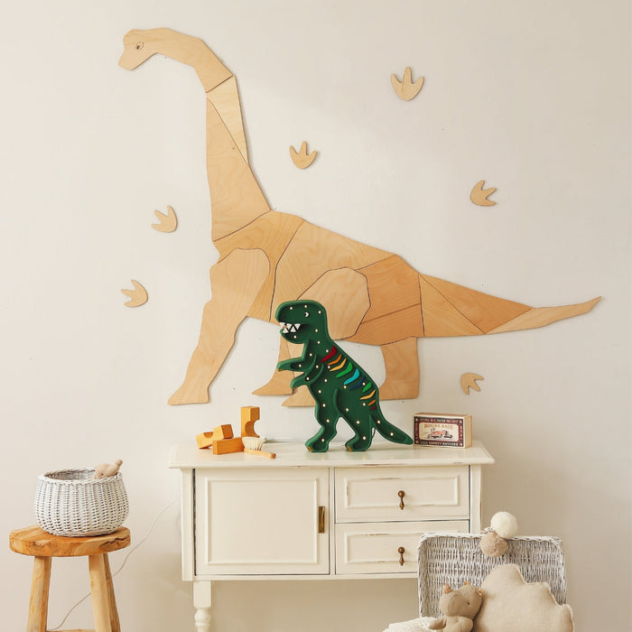 LL057-375 Little Lights Dino T-Rex Lamp - Rainbow Green