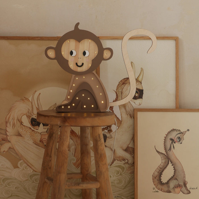 LL070-467 Little Lights Monkey Lamp - Jungle Brown