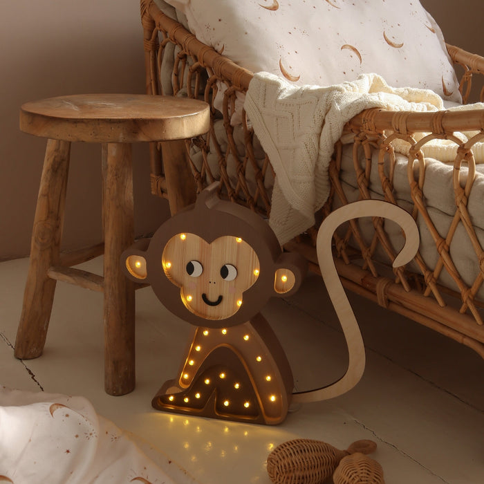 LL070-467 Little Lights Monkey Lamp - Jungle Brown