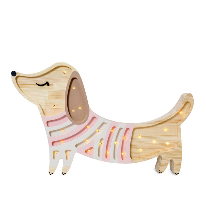 LL065-206  Little Lights Dachshund Sausage Dog Puppy Table Lamp - Strawberry Cream