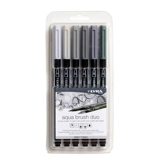 216521063 Lyra Aqua Brush Duo Pack of 6 - Grey Tones L6521063