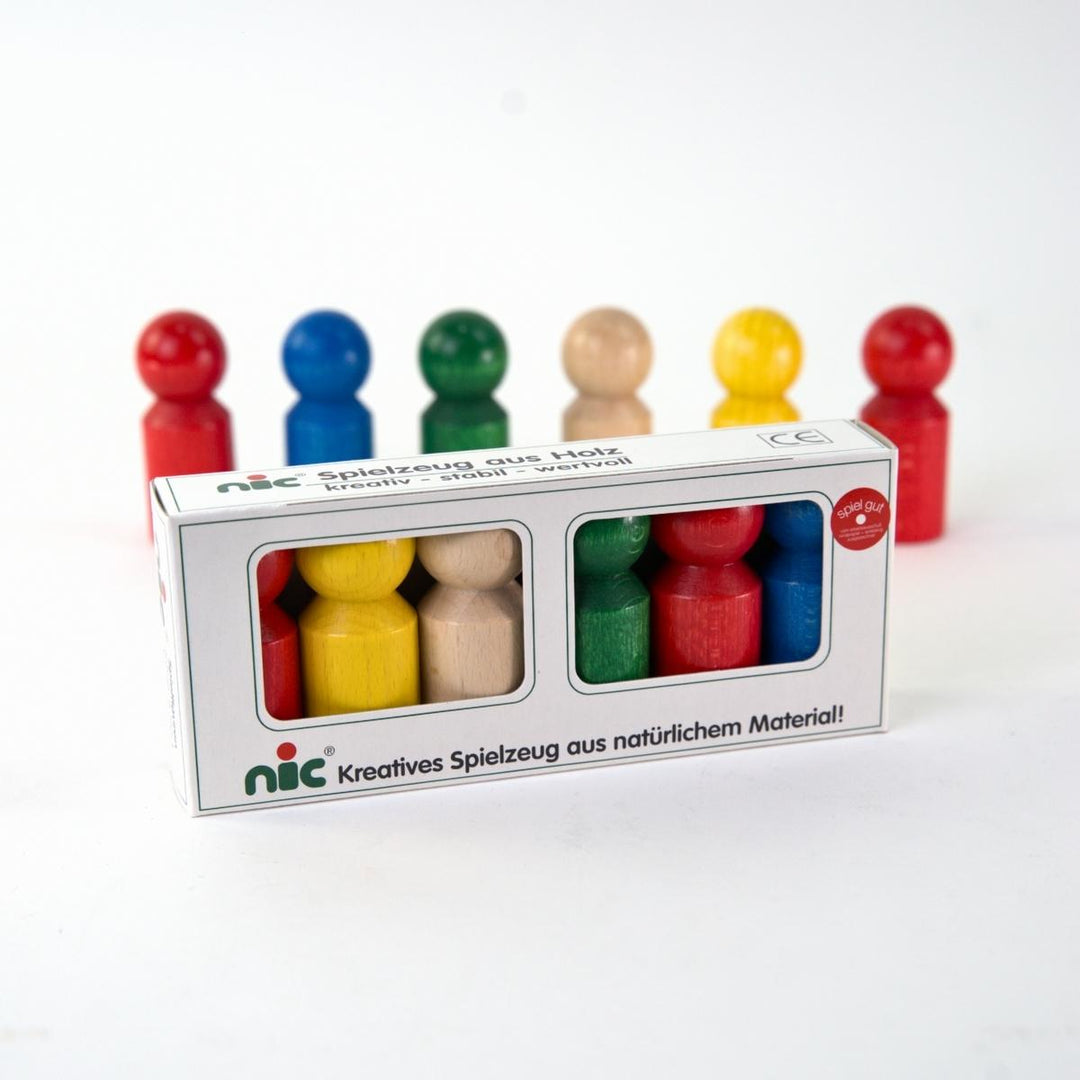 NI-1801 nic Little Wooden People 6 Rainbow Friends
