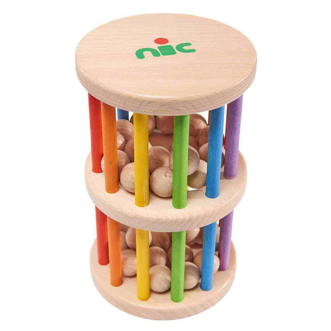 70401560 Nic Wooden Rainbow Rain Stick Rattling Tower 10x17cm