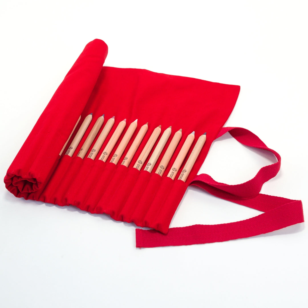 20595583 Pencil Roll 100% Cotton for 24 Thick Pencils - Red Australian Made