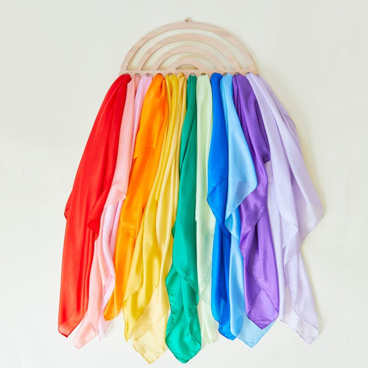 Sarah's Silks Large Rainbow Playsilk Display from Oskar's Wooden Ark