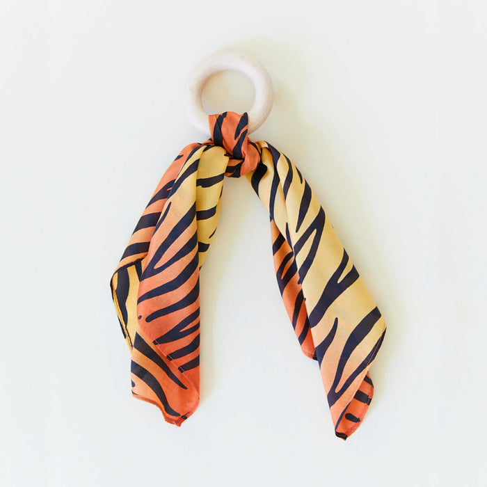 1002201 Sarah's Silks Silk and Wood Teethers Tiger