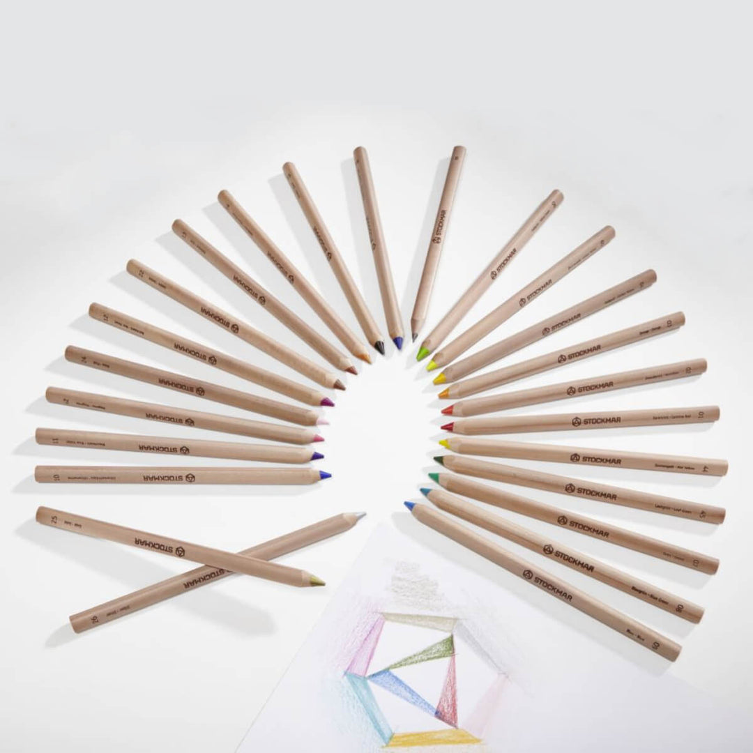 85093124 Stockmar Coloured Pencils Triangular in Tin 24+1