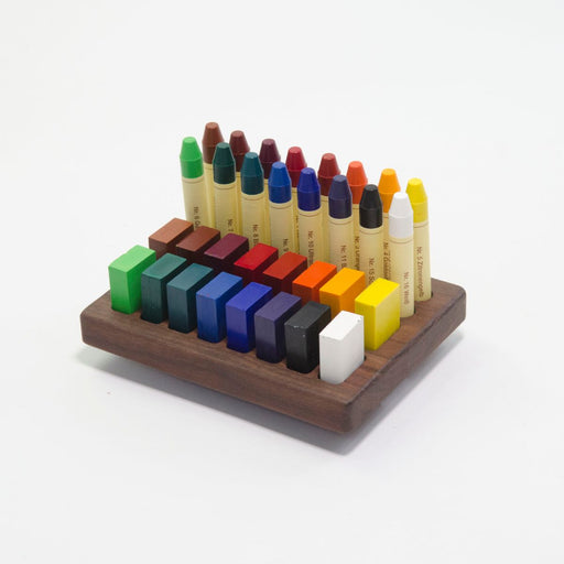 TFJ0029-85032000-85035000-2 From Jennifer Crayon Holder for Stockmar 16 Blocks 16 Sticks  Walnut with 16 Stockmar Sticks and 16 Stockmar Blocks