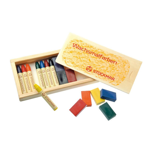 85032549 Stockmar Wax Crayons 8 Sticks and 8 Blocks in Wooden Box