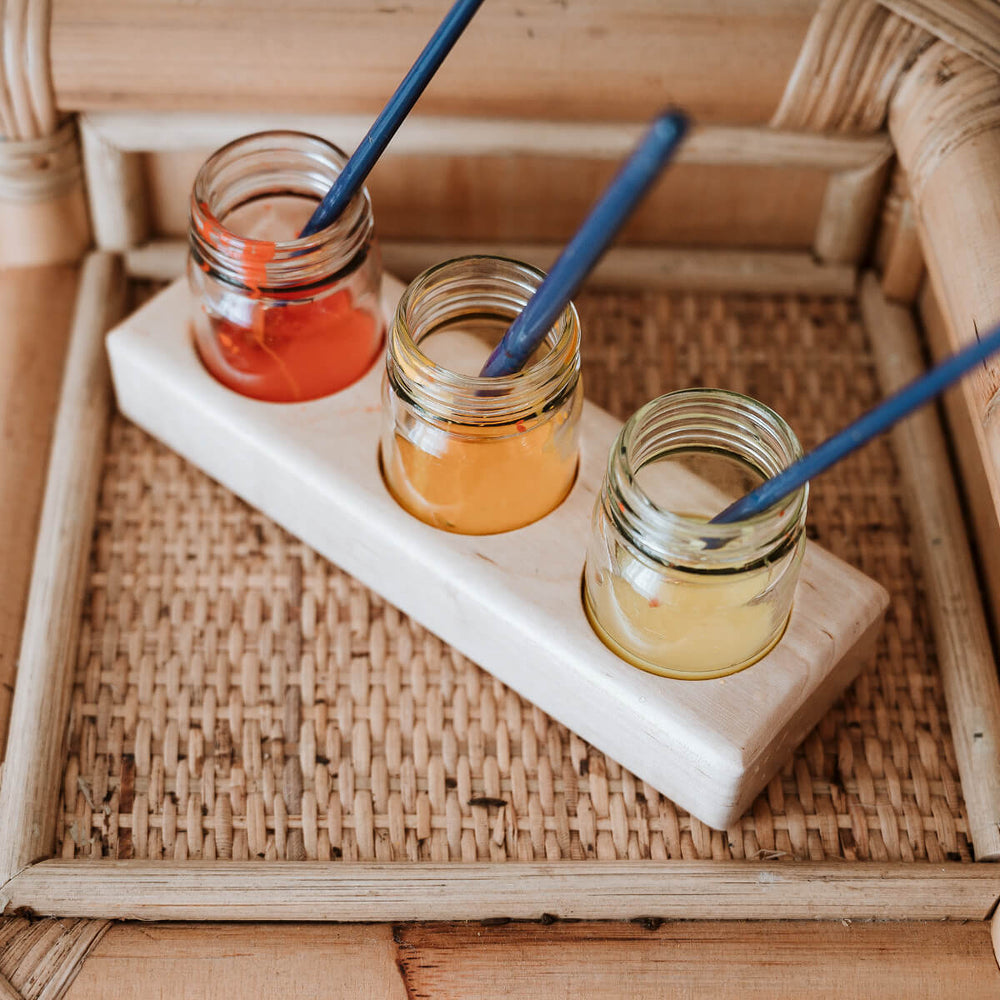 25915012WJ Glass Jars with Wooden Paint Holder