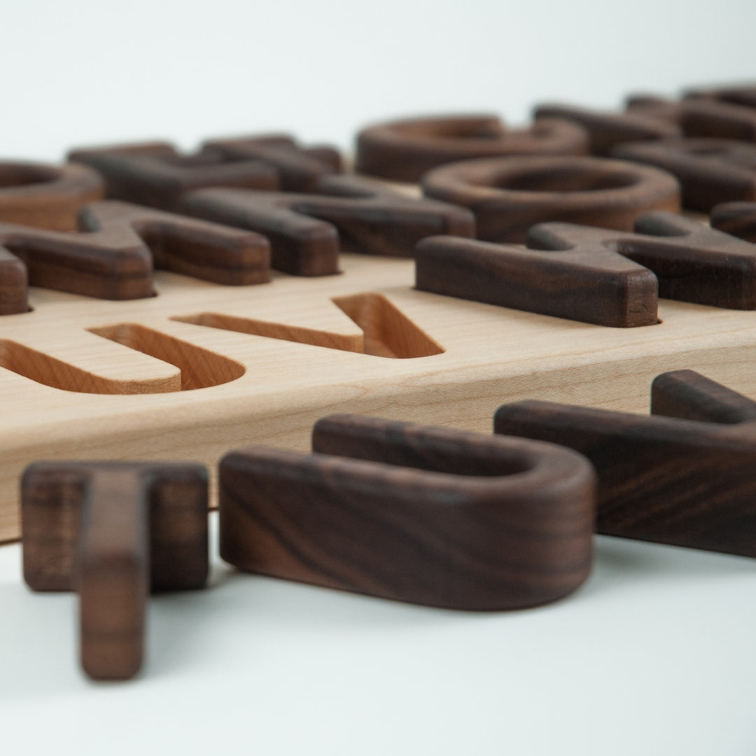 TFJ-4114 From Jennifer Capital Alphabet Letters Puzzle Walnut