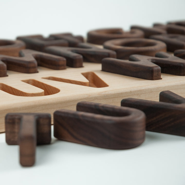 TFJ-4114 From Jennifer Capital Alphabet Letters Puzzle Walnut