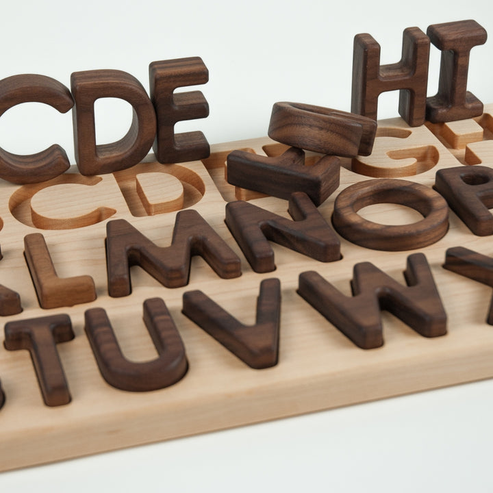 TFJ-4114 From Jennifer Capital Alphabet Letters Puzzle Walnut