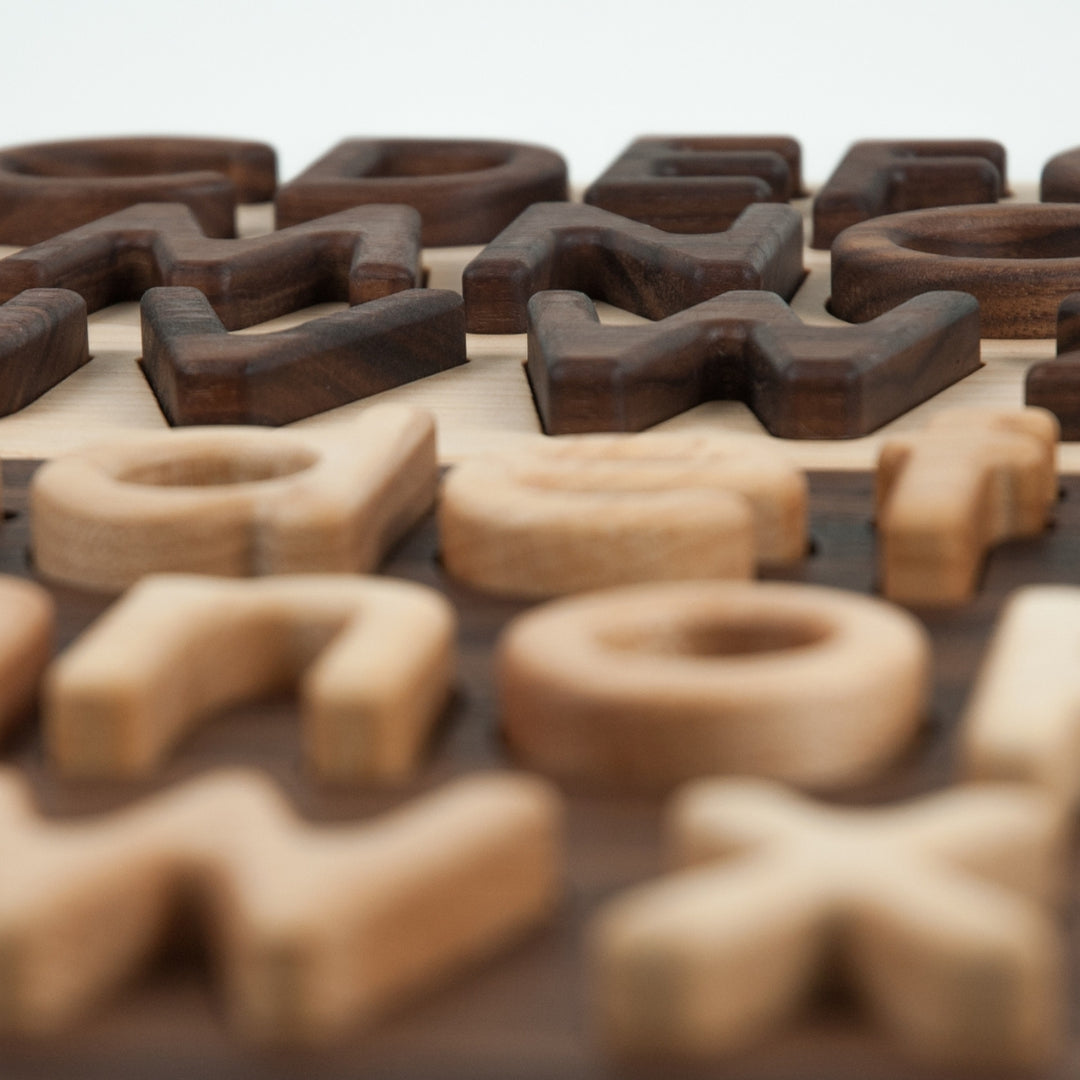 TFJ-4114 From Jennifer Capital Alphabet Letters Puzzle Walnut