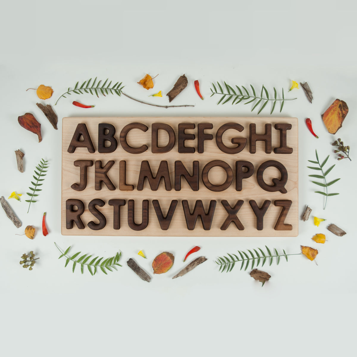 TFJ-4114 From Jennifer Capital Alphabet Letters Puzzle Walnut