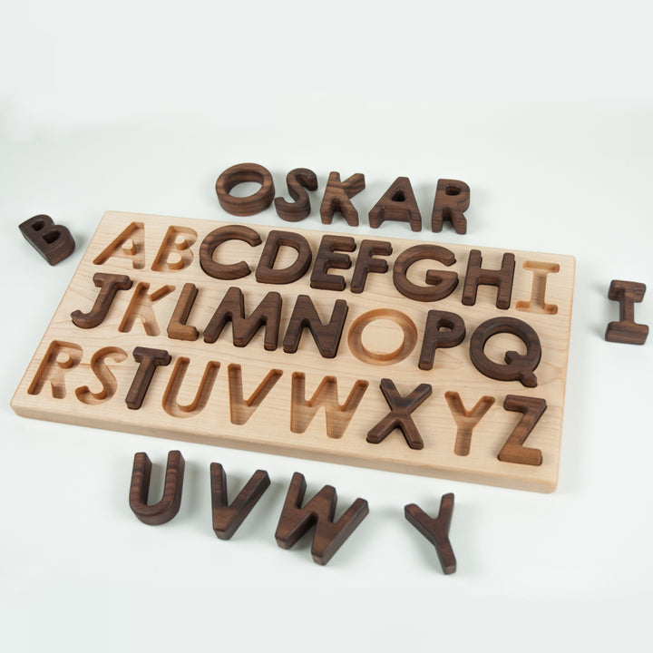 TFJ-4114 From Jennifer Capital Alphabet Letters Puzzle Walnut